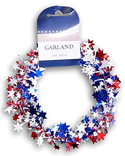 Buy 25" Seasonal Decor Tinsel Stars Wire Garland  (Red, White, and Blue Mini Stars) for only $4.99 by[product_brand]