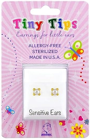 Studex Tiny Tips Prong Set Pearl Studs - 3mm - Gold Plated