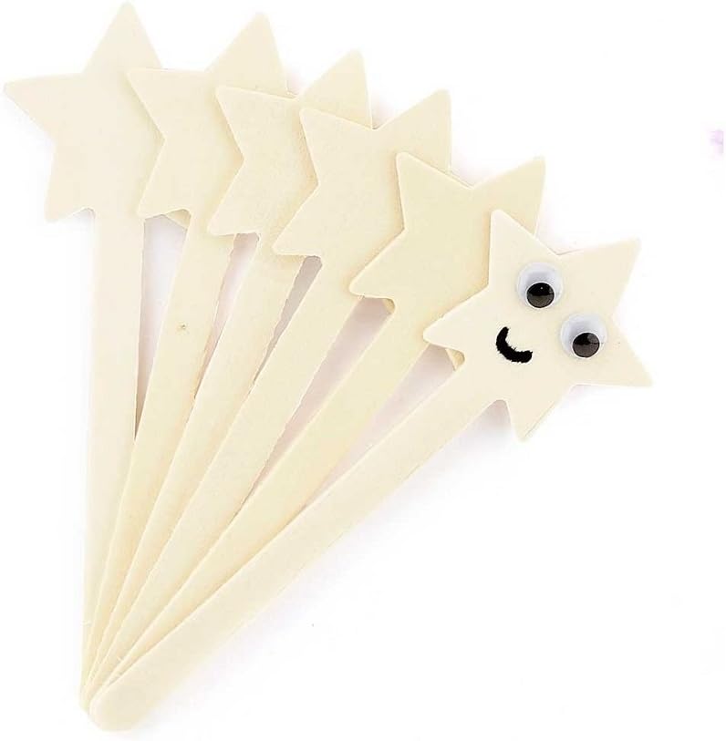 Hygloss Natural Wood Popsicle Sticks Star Shape  6.25"  High - 25 Pcs