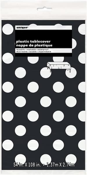 Buy Black Dots Rectangular Plastic Table Cover 54" x 108" for only $2.69 byUnique