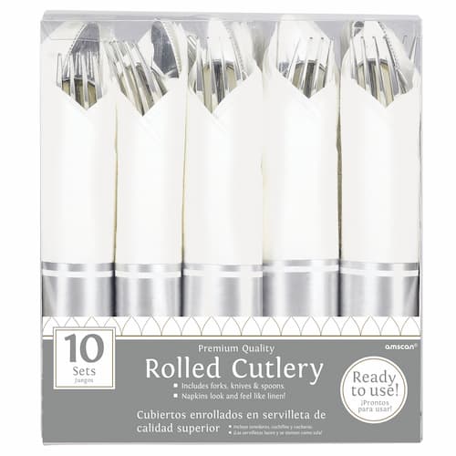 Buy Rolled Silver Premium Plastic Cutlery Sets (10 count) for only $19.62 byAmscan