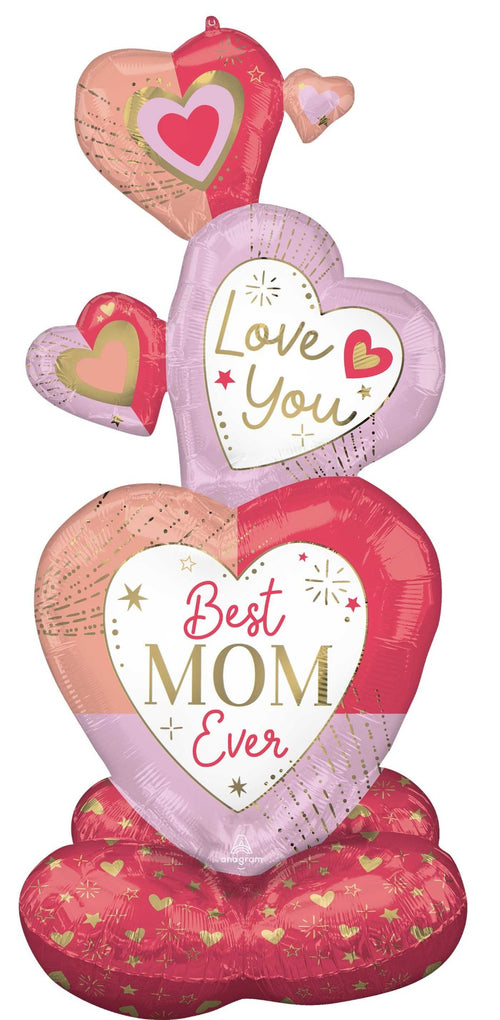 Buy 55" Colorful Mom Stacked Hearts Airloonz Foil Balloon for only $19.99 by Anagram