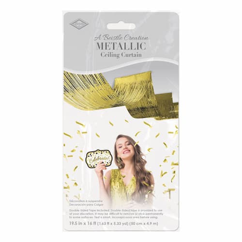 Buy 1-Ply Metallic Fringe Ceiling Curtain- Gold for only $6.79 byBeistle
