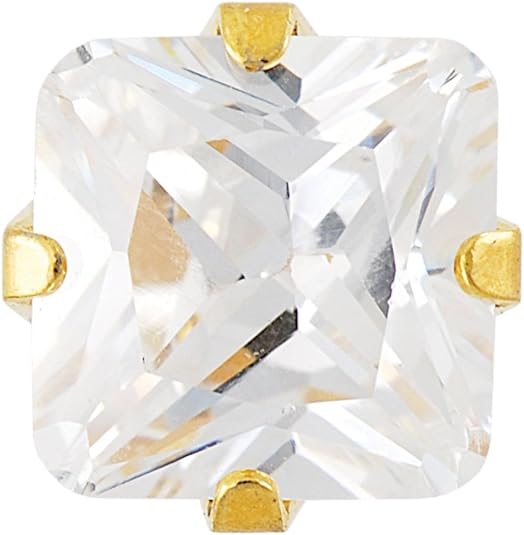 Sensitive Gold Plated Tiffany 4 X 4 Cubic Zirconia Princess Cut Cartilage Earring