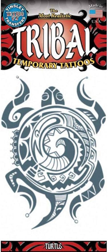 Loftus International Tinsley Transfers Turtle Tribal Temporary Tattoo FX Black White Novelty Item
