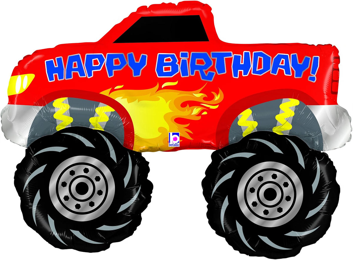 Monster Truck 40" Happy Birthday Foil Balloon