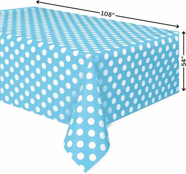 Buy Powder Blue Dots Rectangular Plastic Table Cover 54" x 108" for only $4.31 byUnique