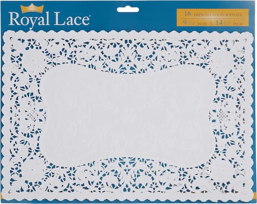 Buy Royal Lace Bobbin Lace White Paper French Placemats 9.75"x14.5"  (16 count) for only $11.99 byRoyal Lace