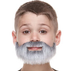 Short Boxed Fake Mustache & Beard for Kids Gray & White