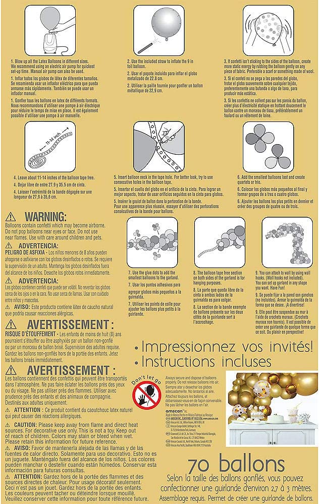 Buy Air Filled Gold Balloons Garland Arch Kit 70 Pcs for only $14.99 by Anagram