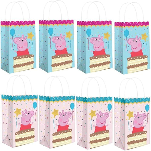 Buy Amscan Charming Pink & Blue Peppa Tea Party Printed Kraft Bags - 8" x 5" (Pack of 8) for only $19.99 by Amscan