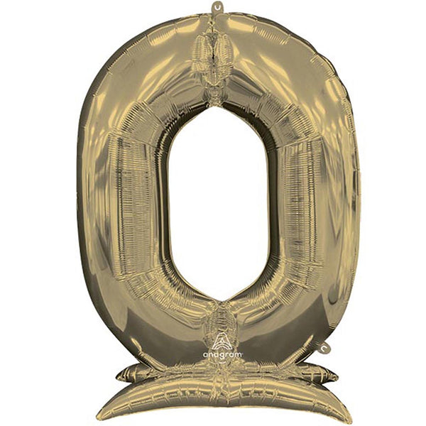 Buy Anagram 52" Standup Number 0 White Gold Airloonz Foil Balloon for only $24.99 by Anagram