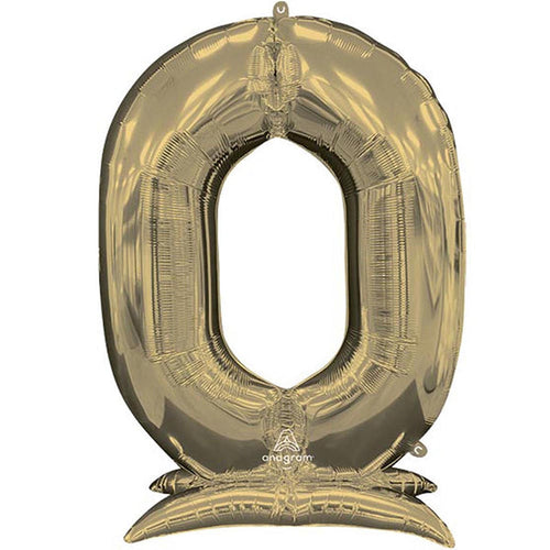 Buy Anagram 52" Standup Number 0 White Gold Airloonz Foil Balloon for only $24.99 by Anagram