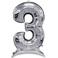 Buy Anagram 53" Standup Number 3 Silver Airloonz Foil Balloon for only $24.99 by Anagram