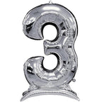 Buy Anagram 53" Standup Number 3 Silver Airloonz Foil Balloon for only $24.99 by Anagram