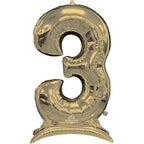 Buy Anagram 53" Standup Number 3 White Gold Airloonz Foil Balloon for only $24.99 by Anagram