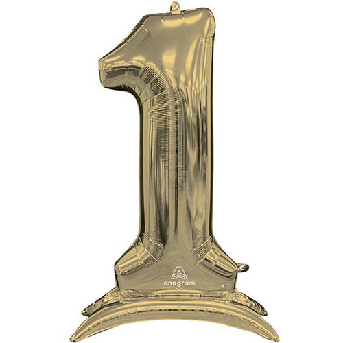 Buy Anagram 54" Standup Number 1 White Gold Airloonz Foil Balloon for only $19.99 byAnagram