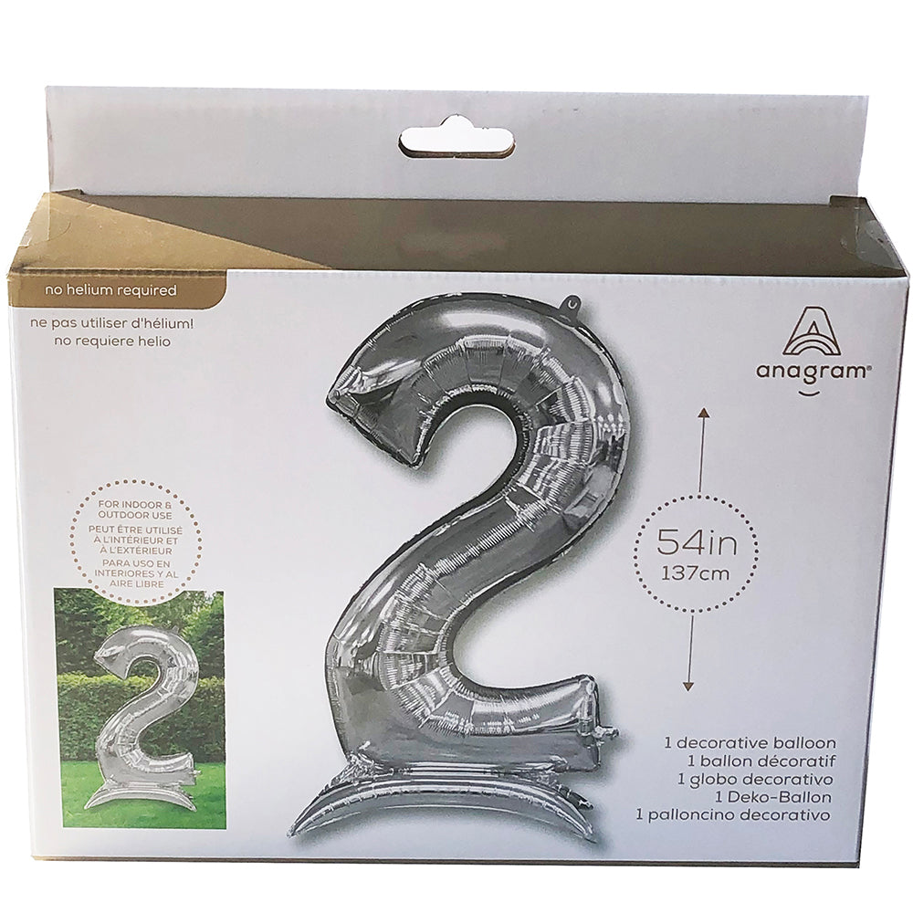 Buy Anagram 54" Standup Number 2 Silver Airloonz Foil Balloon  for only $19.99 byAnagram