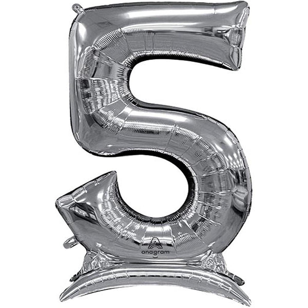 Buy Anagram 54" Standup Number 5 Silver Airloonz Foil Balloon for only $19.99 byAnagram