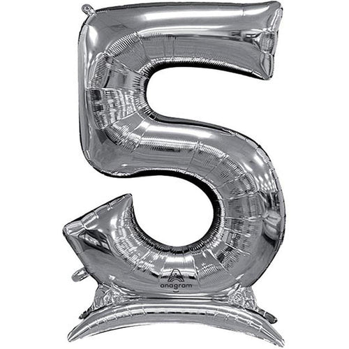 Buy Anagram 54" Standup Number 5 Silver Airloonz Foil Balloon for only $19.99 byAnagram
