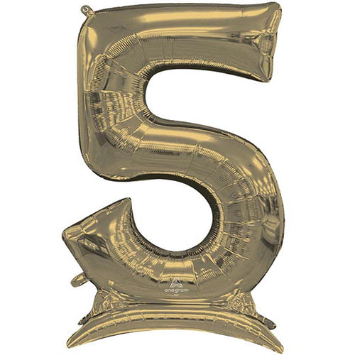 Buy Anagram 54" Standup Number "5" White Gold Airloonz Foil Balloon for only $24.99 by Anagram