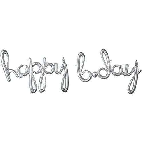 Buy  Anagram International 3793611 Phrase Happy Birthday Party Balloon, 76", SILVER for only $7.99 by[product_brand]