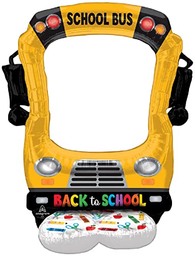Buy Back to School Selfie Frame School Bus 56" Airloonz Foil Balloon for only $19.99 by Anagram