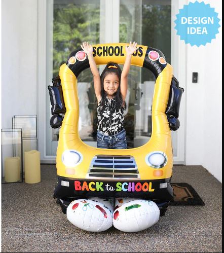 Buy Back to School Selfie Frame School Bus 56" Airloonz Foil Balloon for only $19.99 by Anagram