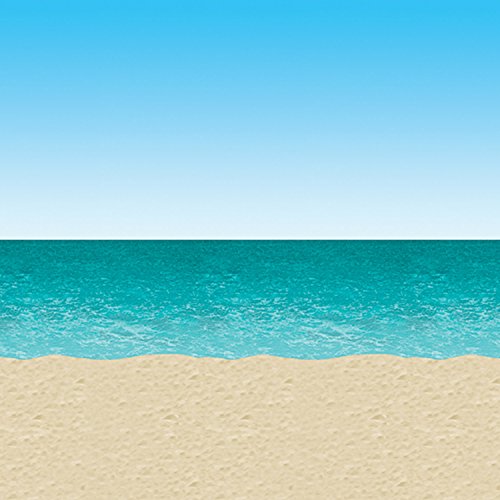 Buy Beistle Printed Plastic Ocean & Sandy Beach Photo Backdrop Summer Tropical Photography Background for Luau Party, 4' x 30', Blue/Sand for only $21.24 byBeistle