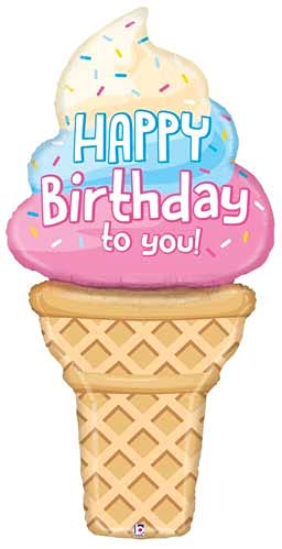 Buy  Betallic 60" Happy Birthday Ice-Cream Foil Shape Helium Balloon 1ct for only $13.99 by Betallic