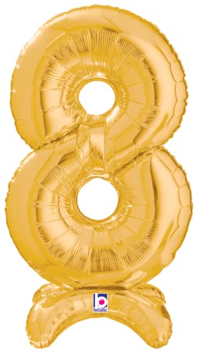 Buy Betallic MEGALoons Standup Number Eight 25" Gold Foil Shape Balloon | One Pack (Number Eight) for only $6.64 byBetallic