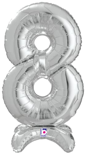 Buy Betallic Standup Number 25" Silver Foil Shape Balloon | One Pack (Number 8) for only $9.99 by Betallic