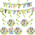 Buy Birthday Bluey Decorations Set -Bundel Kit of 1 Banner ,6 Hanging Swirls for only $14.99 by Unique
