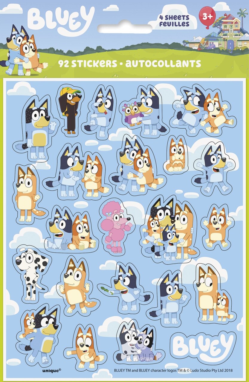 Buy Bluey Sticker Sheet Favors  4ct for only $1.99 by Unique