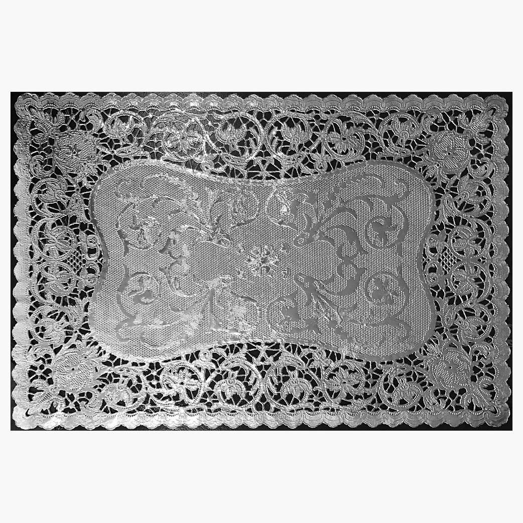 Buy Bobbin French 9.75"x14.5" Rectangular Silver Foil Placemats (6 count) for only $14.99 by Royal Lace