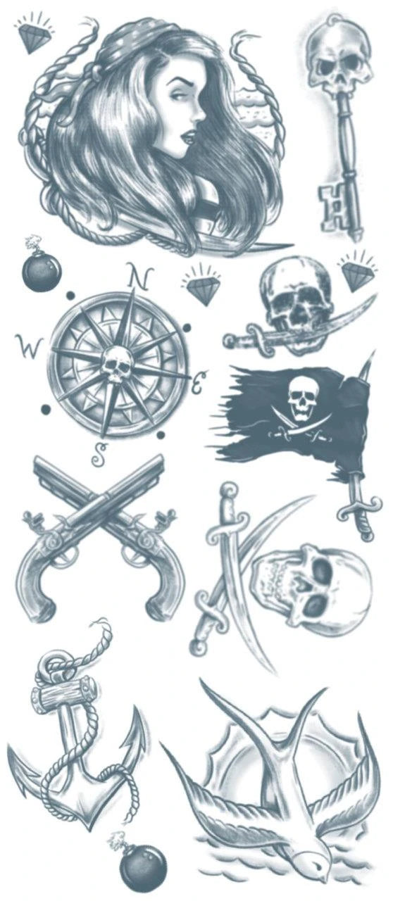 Buccaneer – Temporary Pirate Tattoos Kit