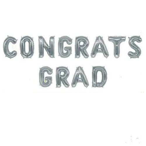 Buy Congrats Grad – 16" Silver Letter Balloon Kit for only $3.99 by Anagram