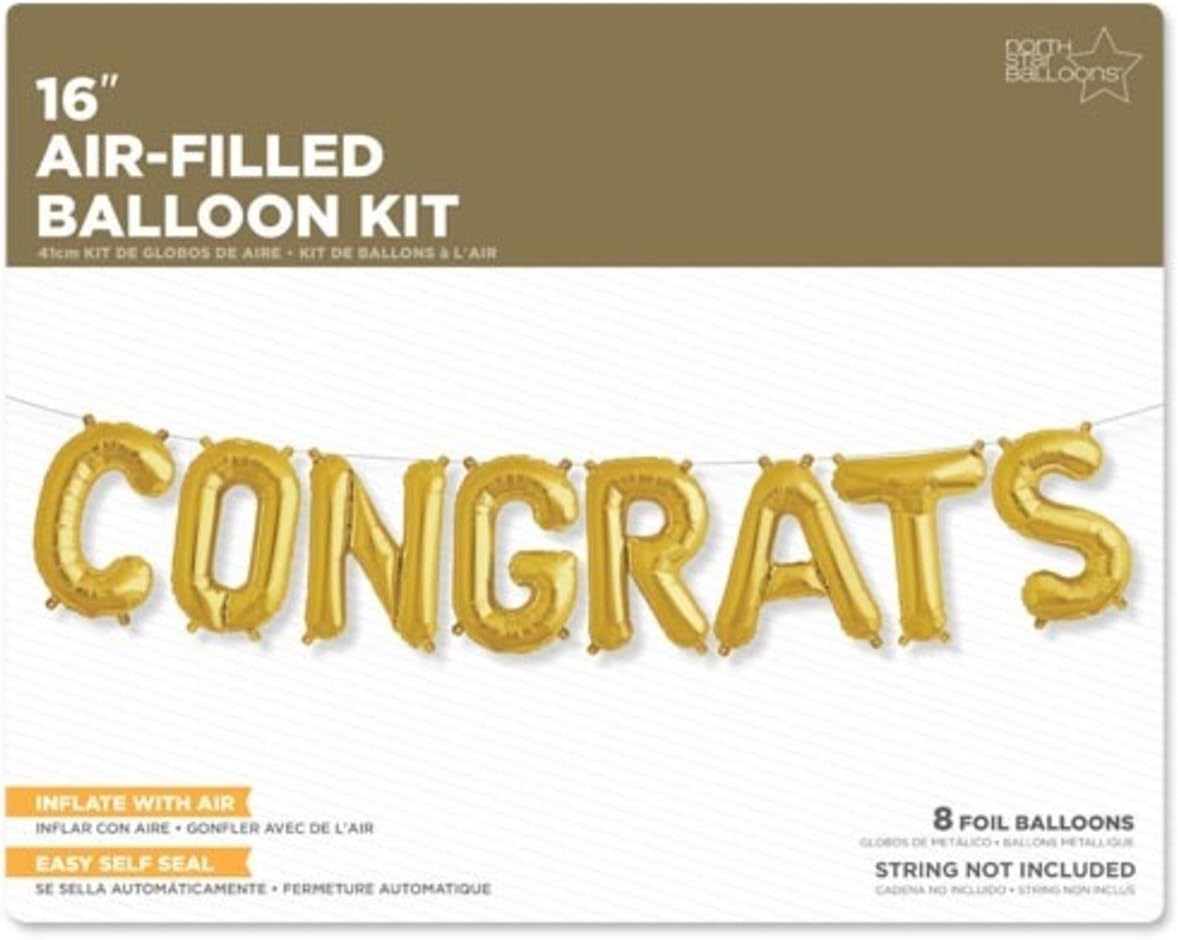 Buy Congrats Kit - Gold Kit (Airfill Only) Foil Mylar Party Balloon, 16", Gold, Pack of 1 for only $4.90 by Amscan