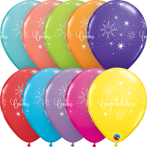Buy Congratulations Elegant Assorted Colors 11" Latex Balloons 6ct for only $4.99 by Qualatex Balloons