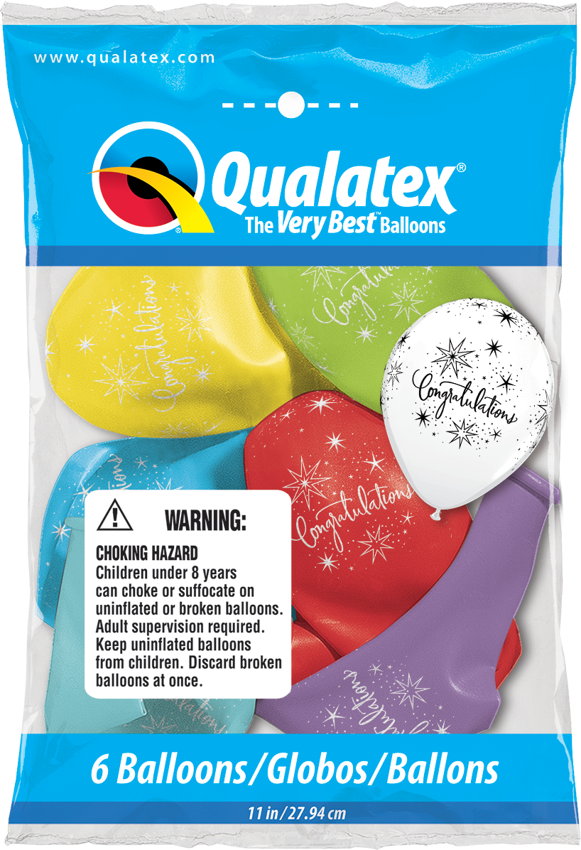 Buy Congratulations Elegant Assorted Colors 11" Latex Balloons 6ct for only $4.99 by Qualatex Balloons