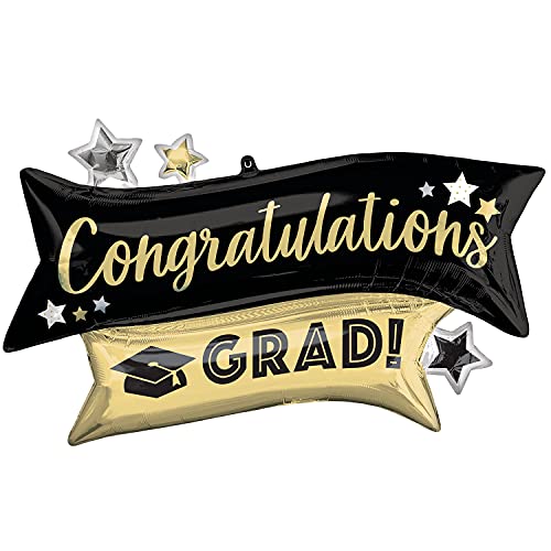 Buy Congratulations Grad Gold & Black Mylar Party Foil Balloon, 38" for only $8.54 byAnagram