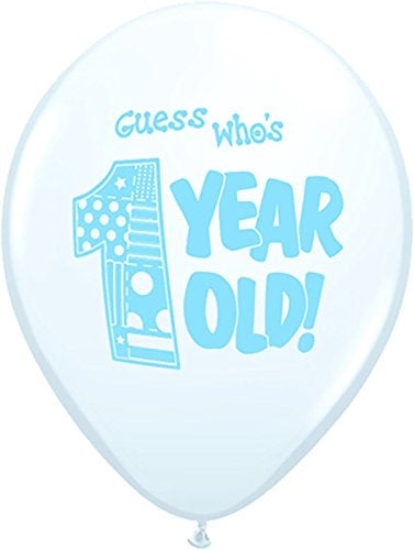 Buy  Guess Who's One (Boy) Bright White 12inch Round Printed Latex Balloons 8ct for only $3.79 byPartyMate