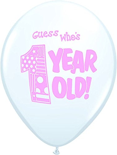 Buy Guess Who's One (Girl) Bright White 12inch Round Printed Latex Balloons 8ct for only $3.79 byPartyMate