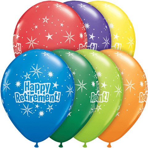 Buy Happy Retirement Starbursts Around  11" Latex Balloons 6ct for only $3.99 byQualatex Balloons