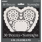 Buy Heart Shaped 6" White Paper Doilies (30 count) for only $4.19 by Unique