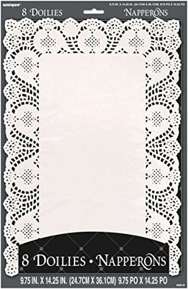 Buy Lace Rectangular Paper Doilies, 9.75" x 14.25", White, 8 Pieces for only $3.19 by Unique