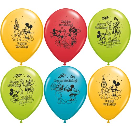 Buy Mickey Mouse & His Pals Happy Birthday 12" Assorted Colors Latex Balloons 6ct for only $3.99 by Pioneer Balloons