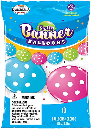 Buy Party Banner Balloons 12" Big Polka Dots QuickLink Banner Balloons, 10 Count  for only $7.58 byPartyMate