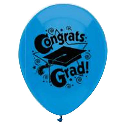 Buy PartyMate Congrats Grad Printed 12-Inch Latex Balloons, 8-Count, Bright Blue  for only $2.84 byPartyMate