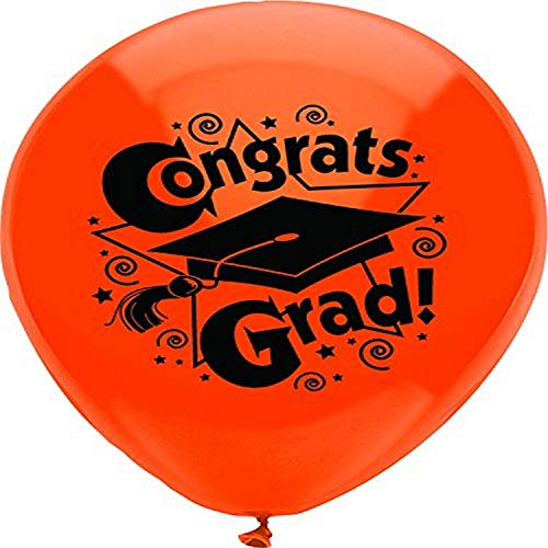 Buy PartyMate Congrats Grad Printed 12-Inch Latex Balloons, 8-Count, Bright Orange for only $2.84 byPartyMate